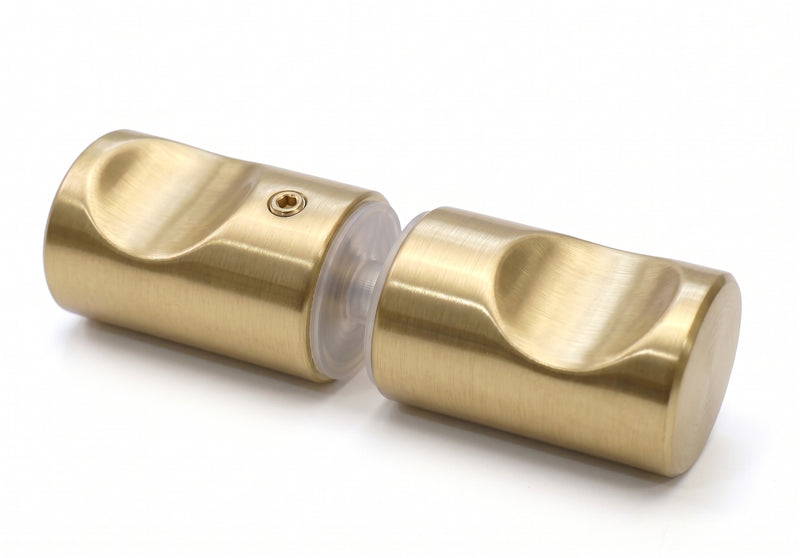 Shower Pull Round Barrel Knob 25mm Dia - Brushed Brass