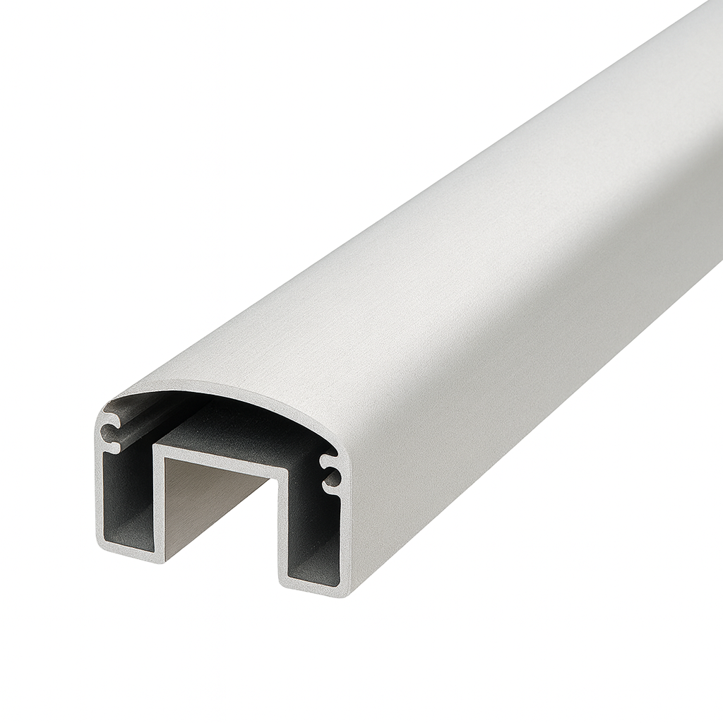 Aluminium 35 x 50mm Handrail Silver Pearl Powdercoat