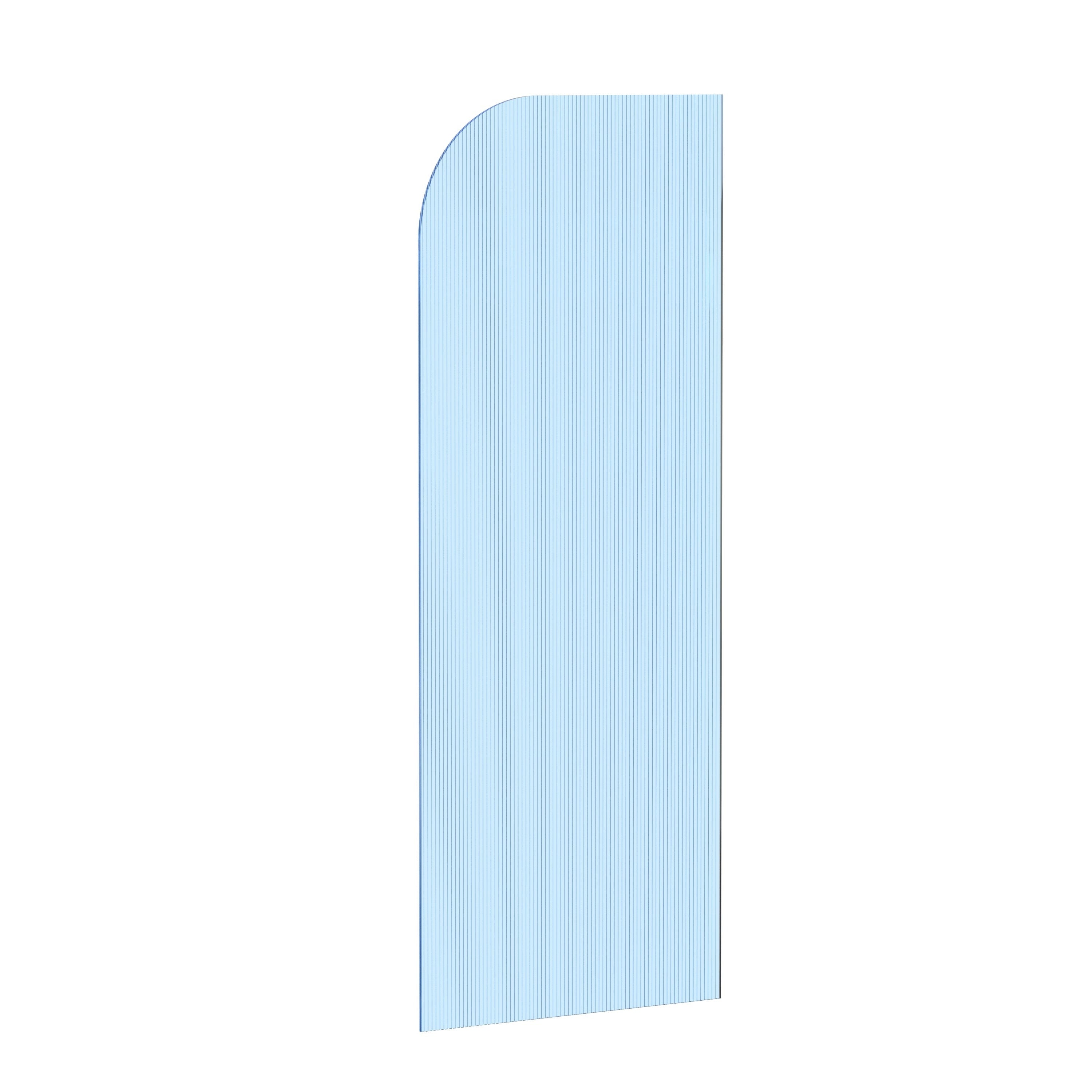 10mm Shower Radius Reeded Glass Panel - Left Hand