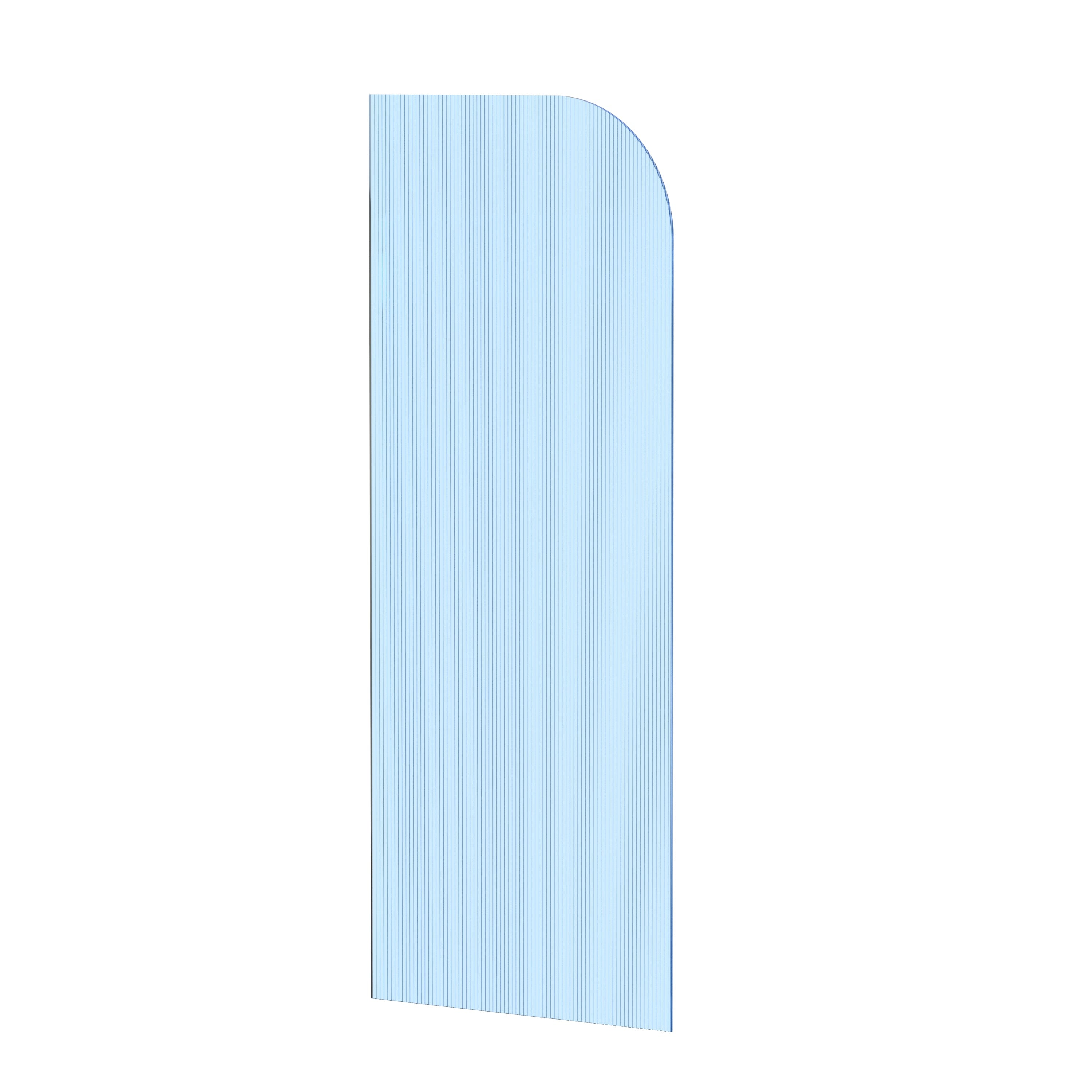 10mm Shower Radius Reeded Glass Panel - Left Hand