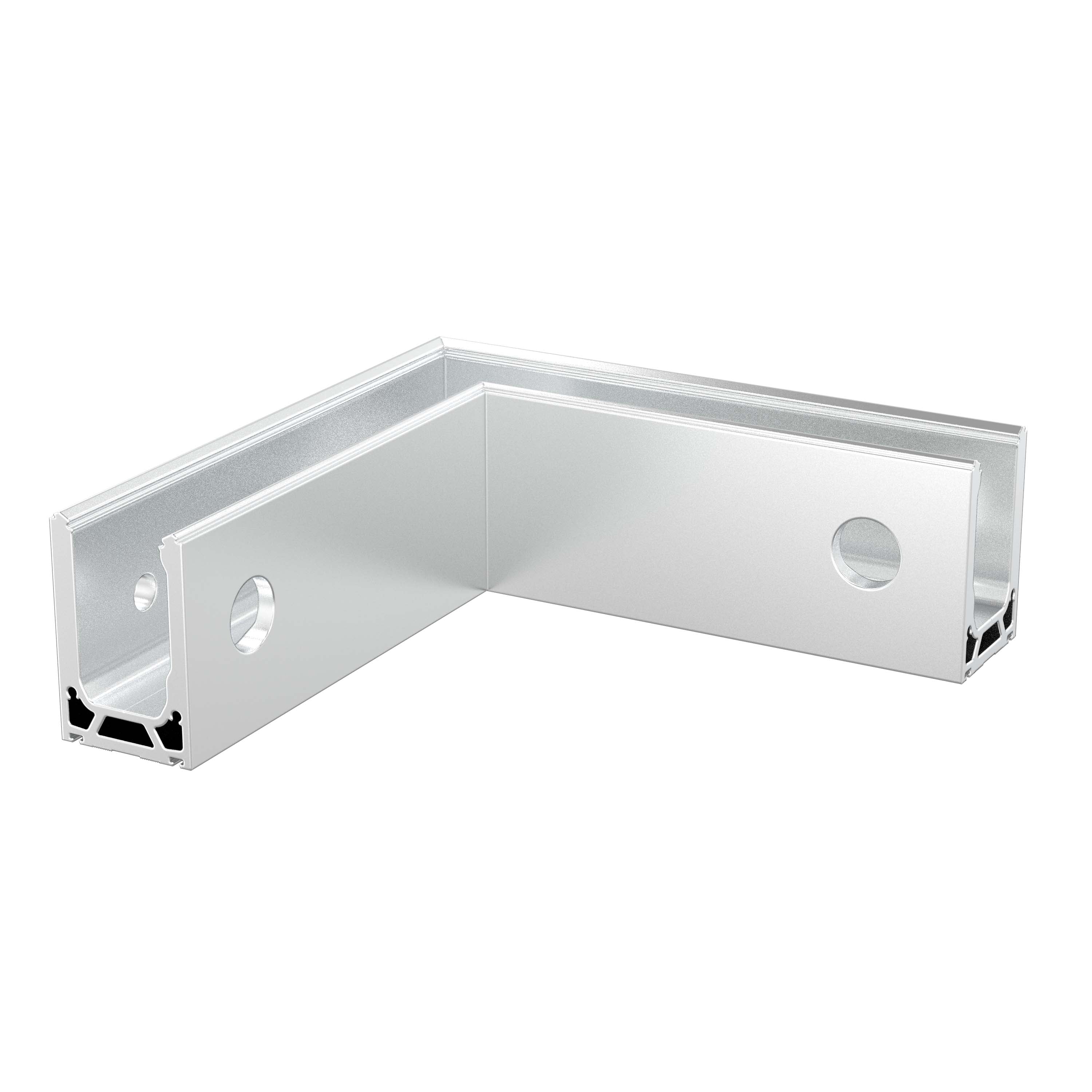 Smart Lock Internal Corner Block 250x250mm - Natural Anodised