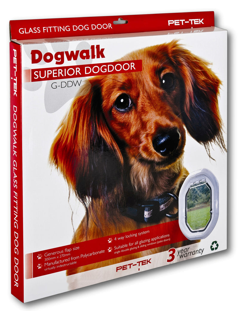 Pet-Tek Glass Fitting Dog Door – White
