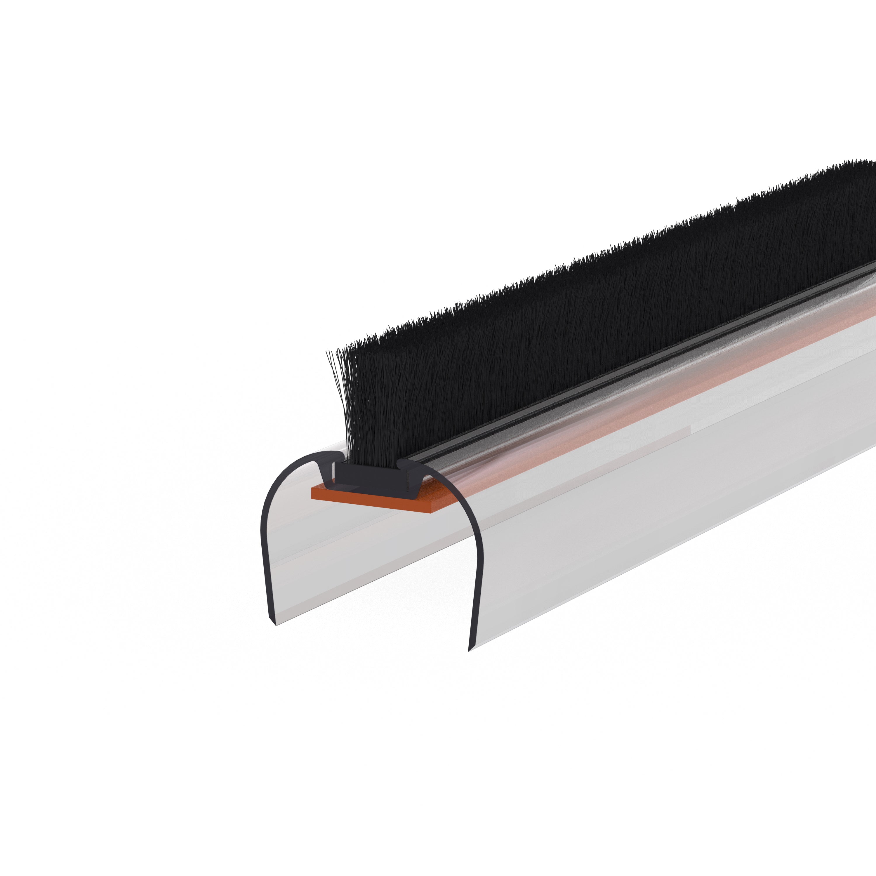 Door Seal, Polycarbonate, Inline 180deg, 15mm Glass